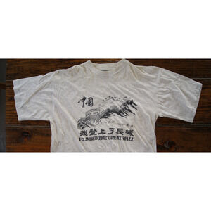 Vintage 80s "I Climbed The Great Wall" of China Gray Large TShirt Single Stitch